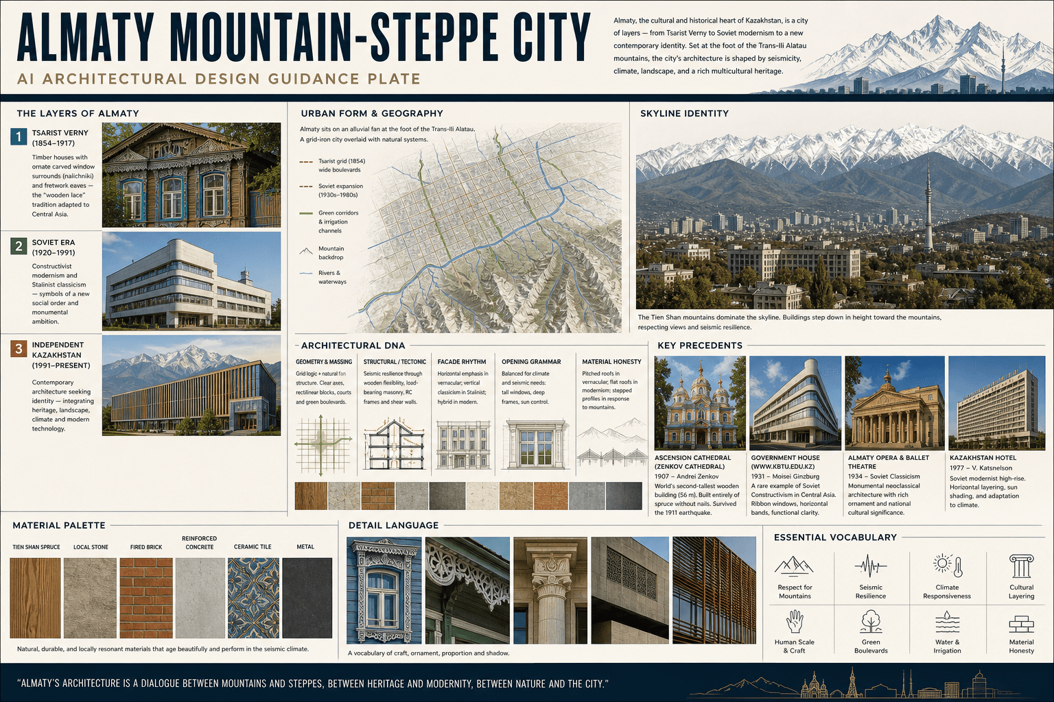 Almaty Mountain-Steppe City hero plate — Kazakhstan