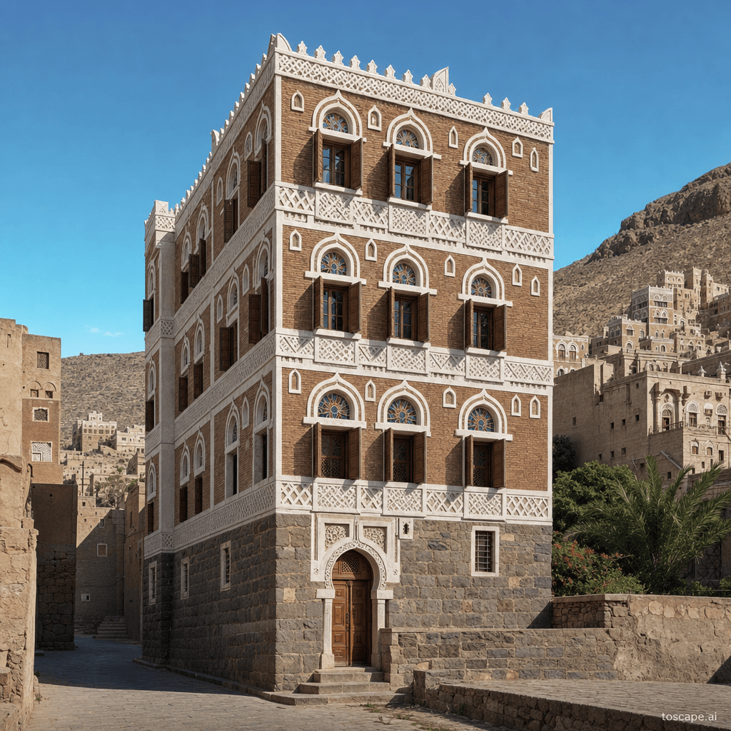 Sanaa Highland Tower architectural identity — Yemen