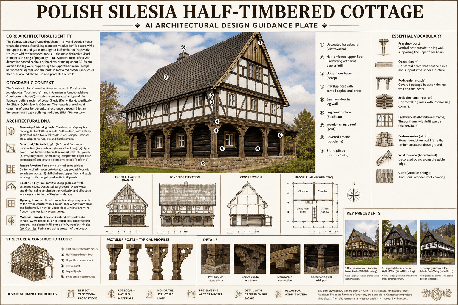 Polish Silesia Half-Timbered Cottage hero plate — Poland