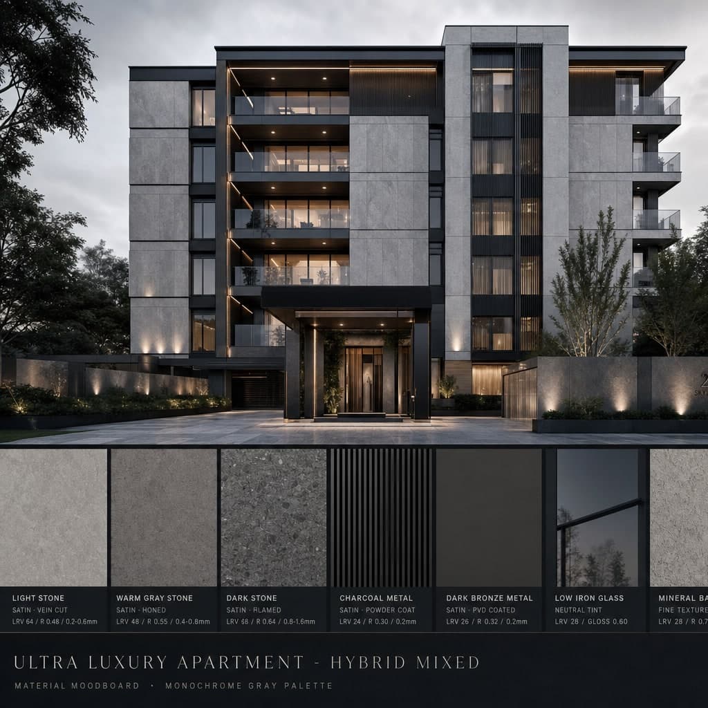 Ultra Luxury Apartment — Hybrid Mixed exterior moodboard card