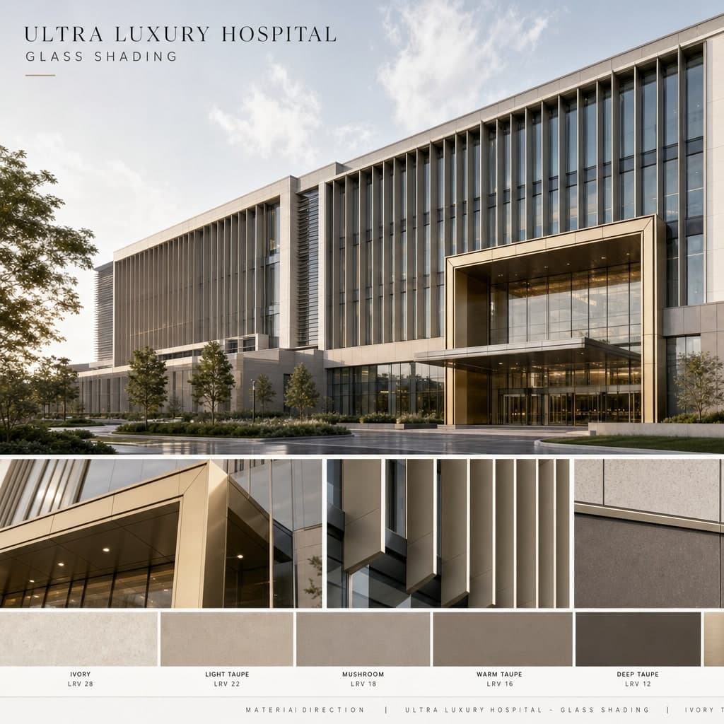 Ultra Luxury Hospital — Glass Shading exterior moodboard card