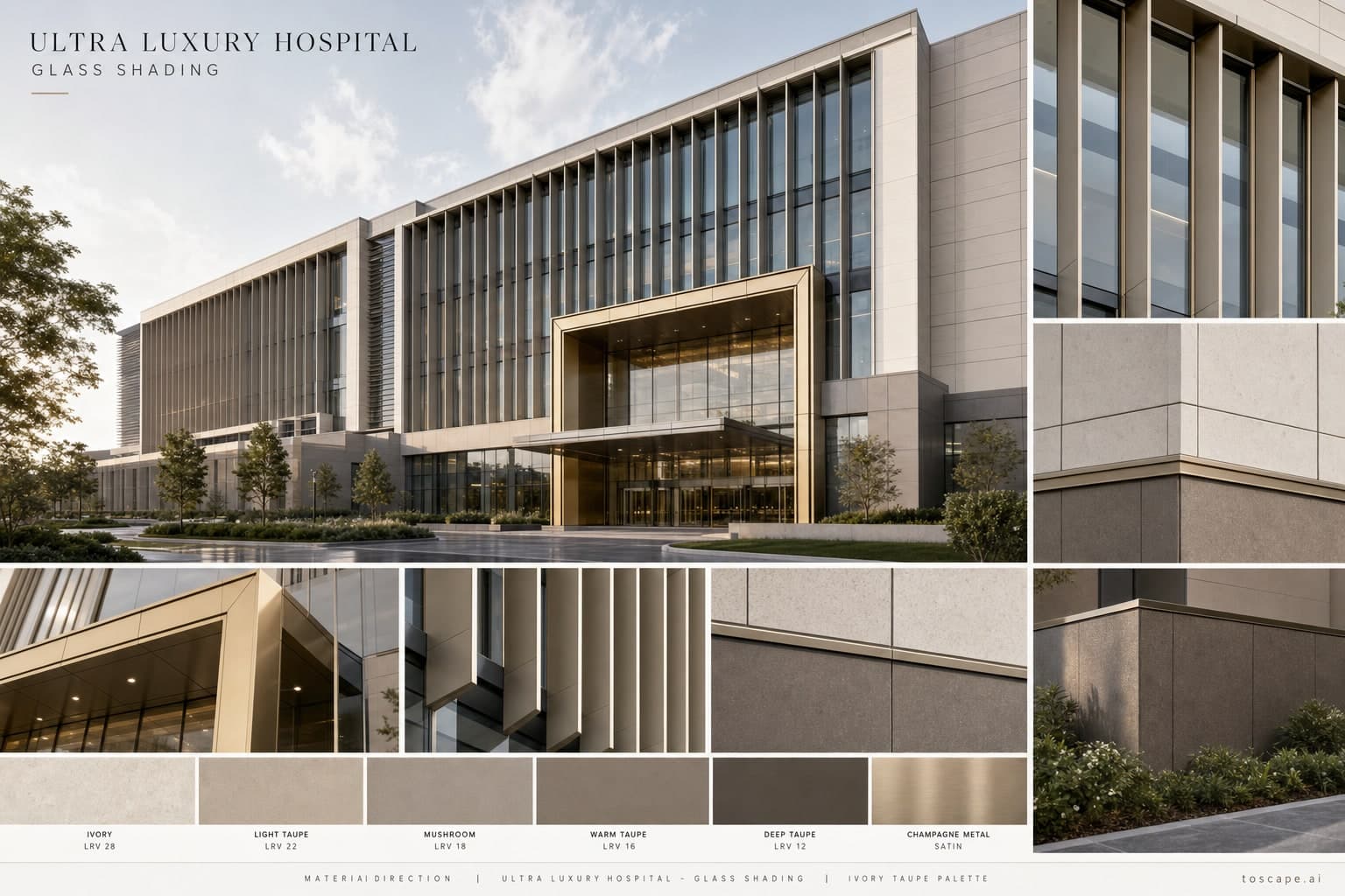 Ultra Luxury Hospital — Glass Shading exterior moodboard plate