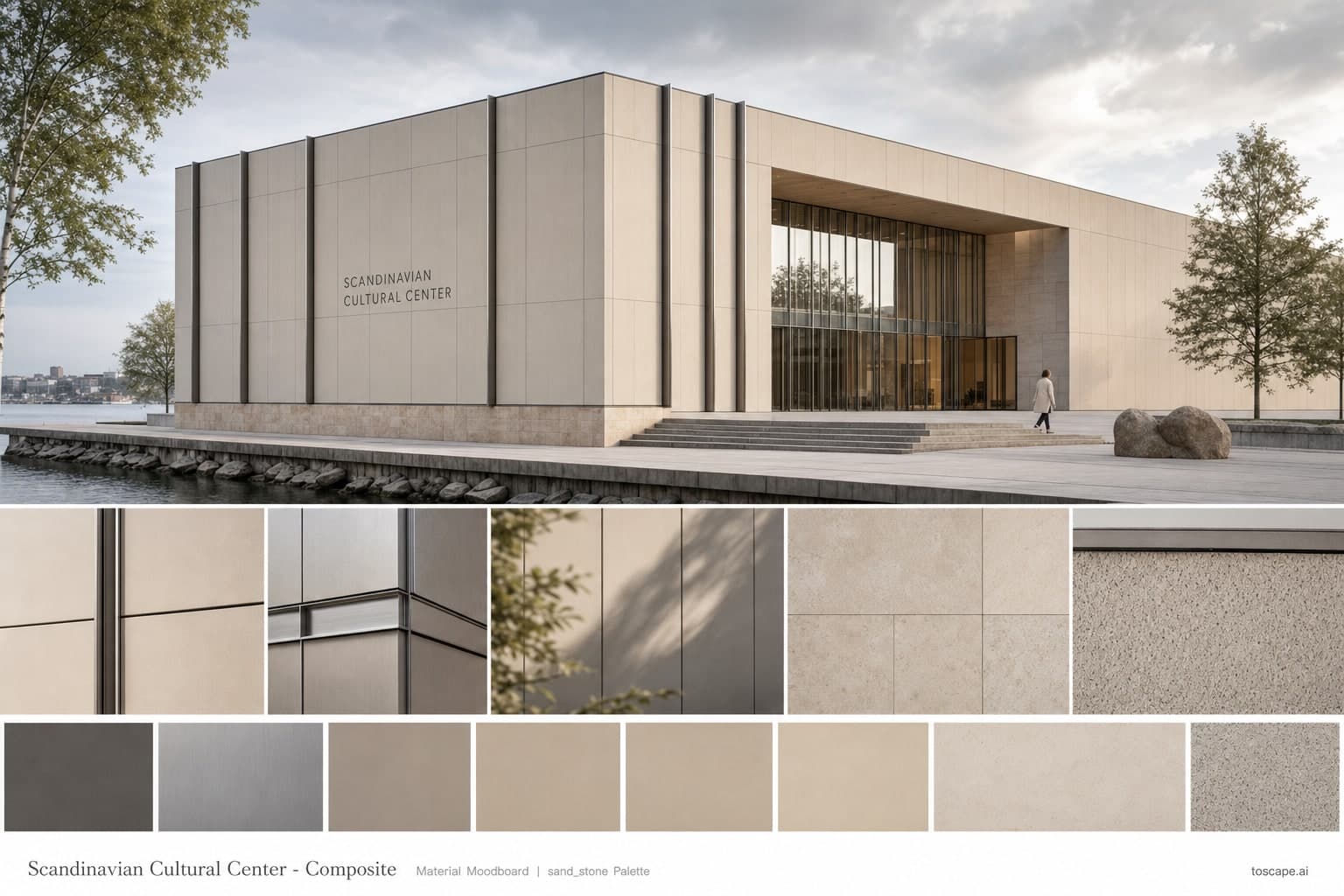 Scandinavian Cultural Center — Composite exterior moodboard plate