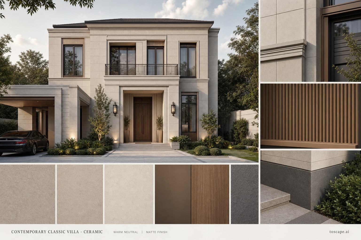 Contemporary Classic Villa — Ceramic exterior moodboard plate
