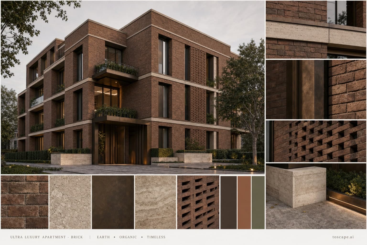 Ultra Luxury Apartment — Brick exterior moodboard plate