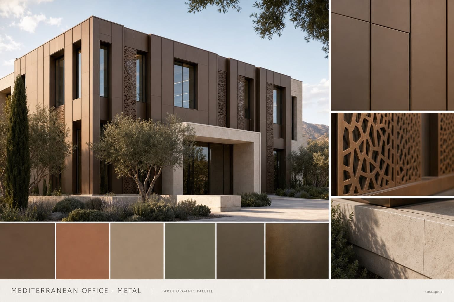 Mediterranean Office — Metal exterior moodboard plate