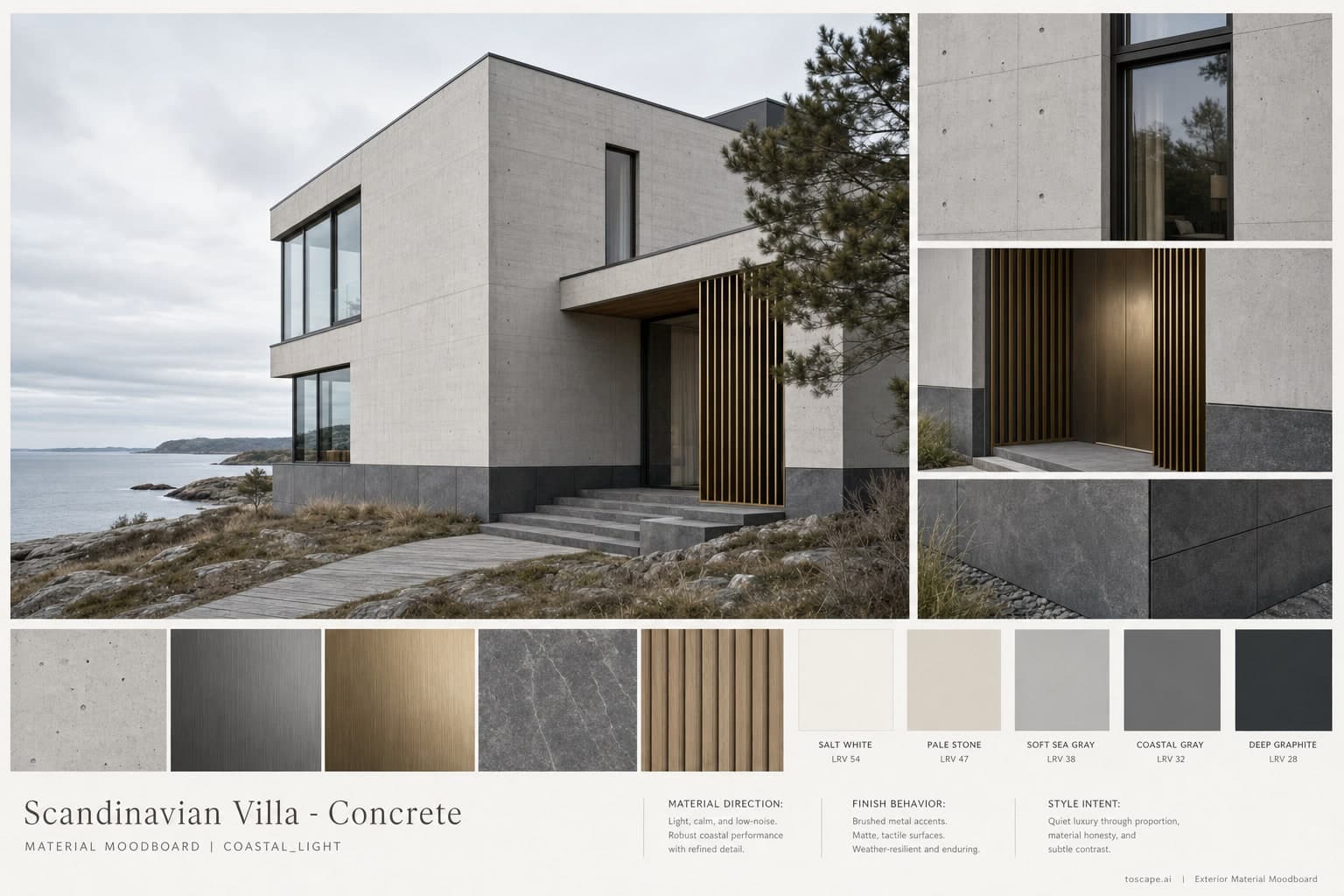 Scandinavian Villa — Concrete exterior moodboard plate