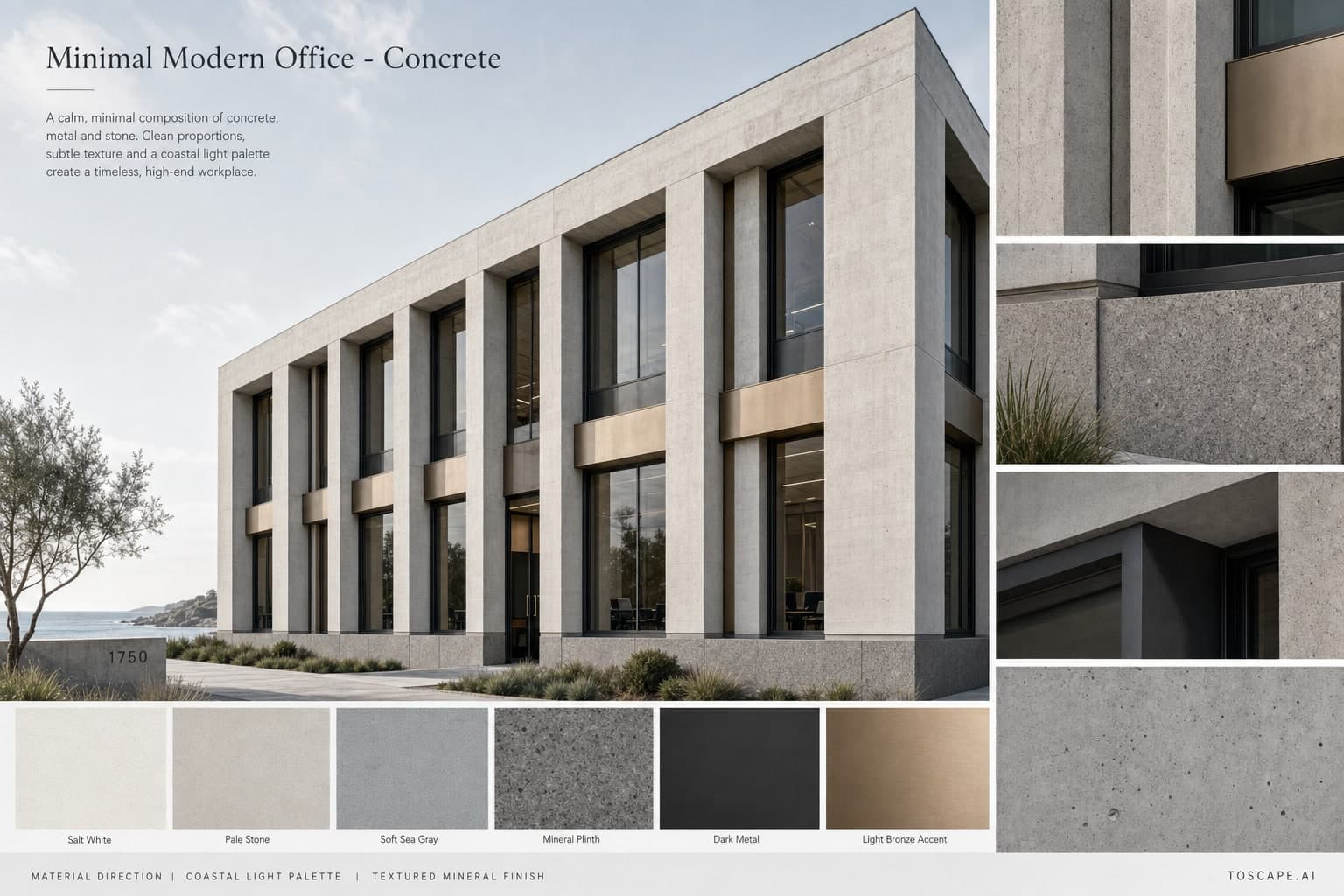 Minimal Modern Office — Concrete exterior moodboard plate