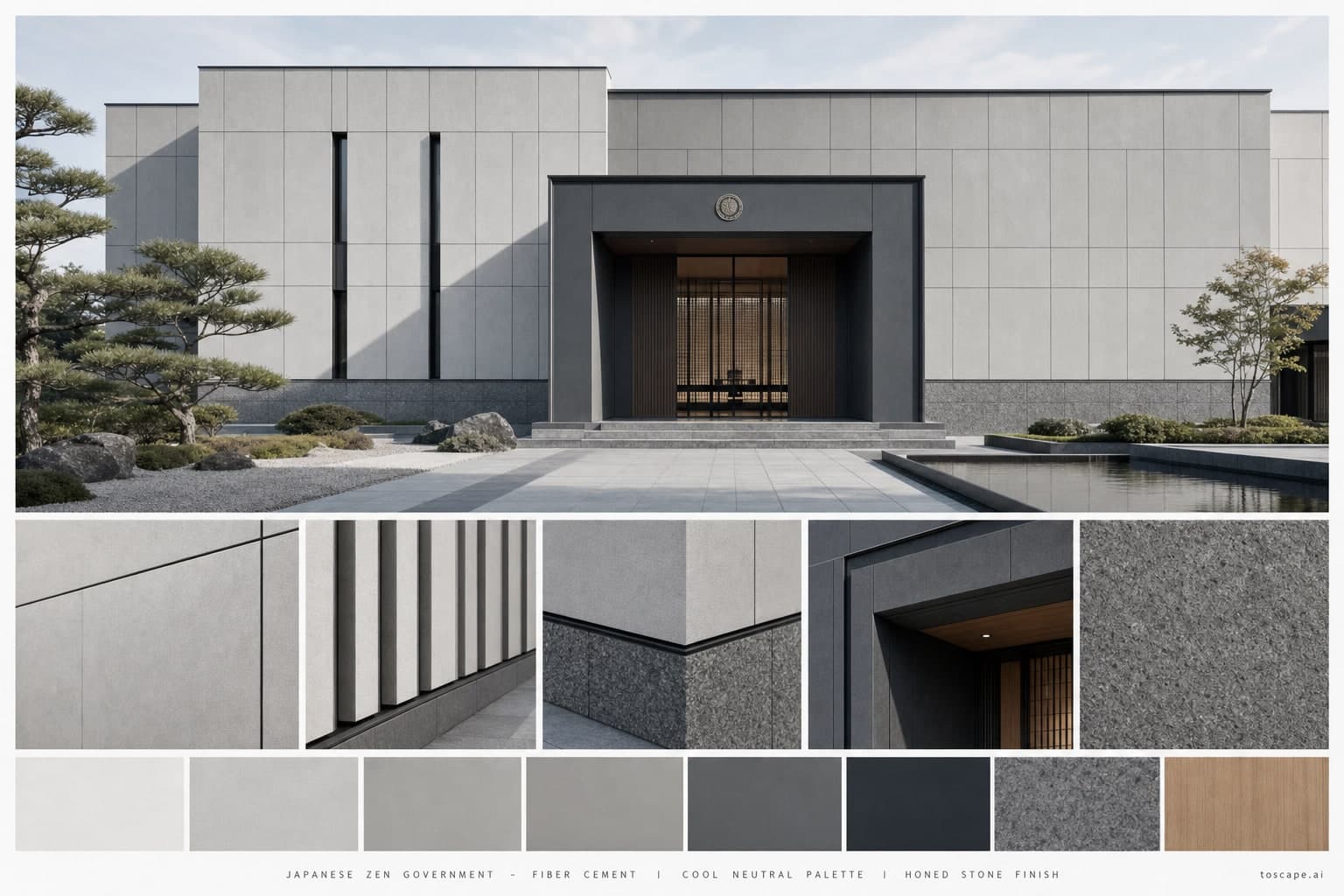 Japanese Zen Government — Fiber Cement exterior moodboard plate