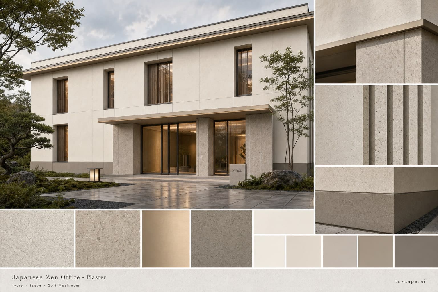 Japanese Zen Office — Plaster exterior moodboard plate