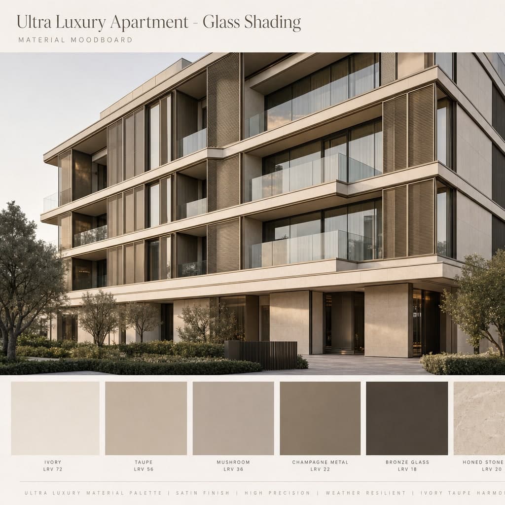 Ultra Luxury Apartment — Glass Shading exterior moodboard card