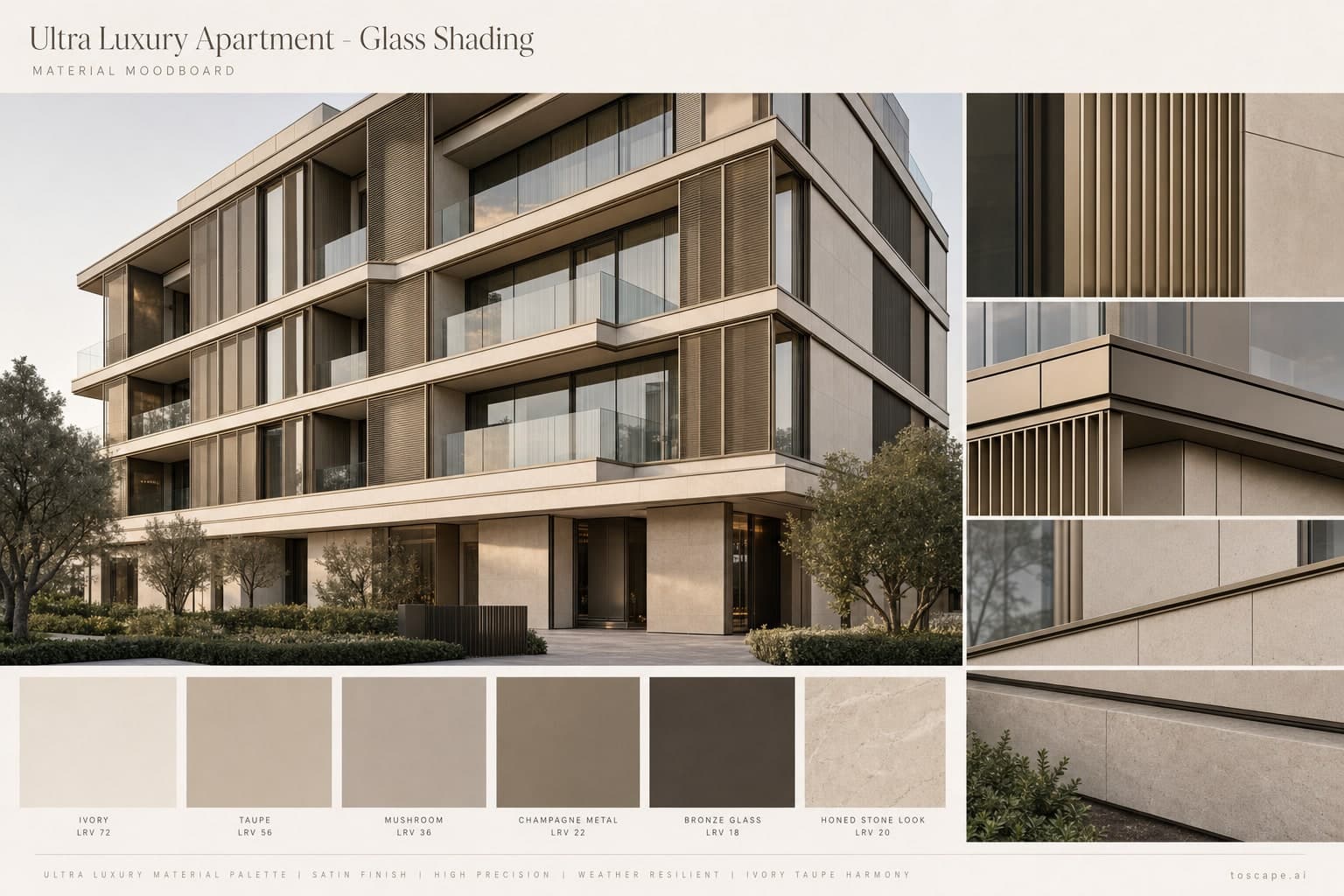 Ultra Luxury Apartment — Glass Shading exterior moodboard plate