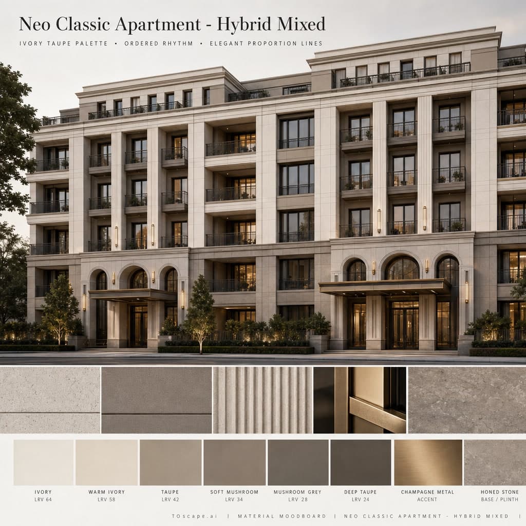 Neo Classic Apartment — Hybrid Mixed exterior moodboard card