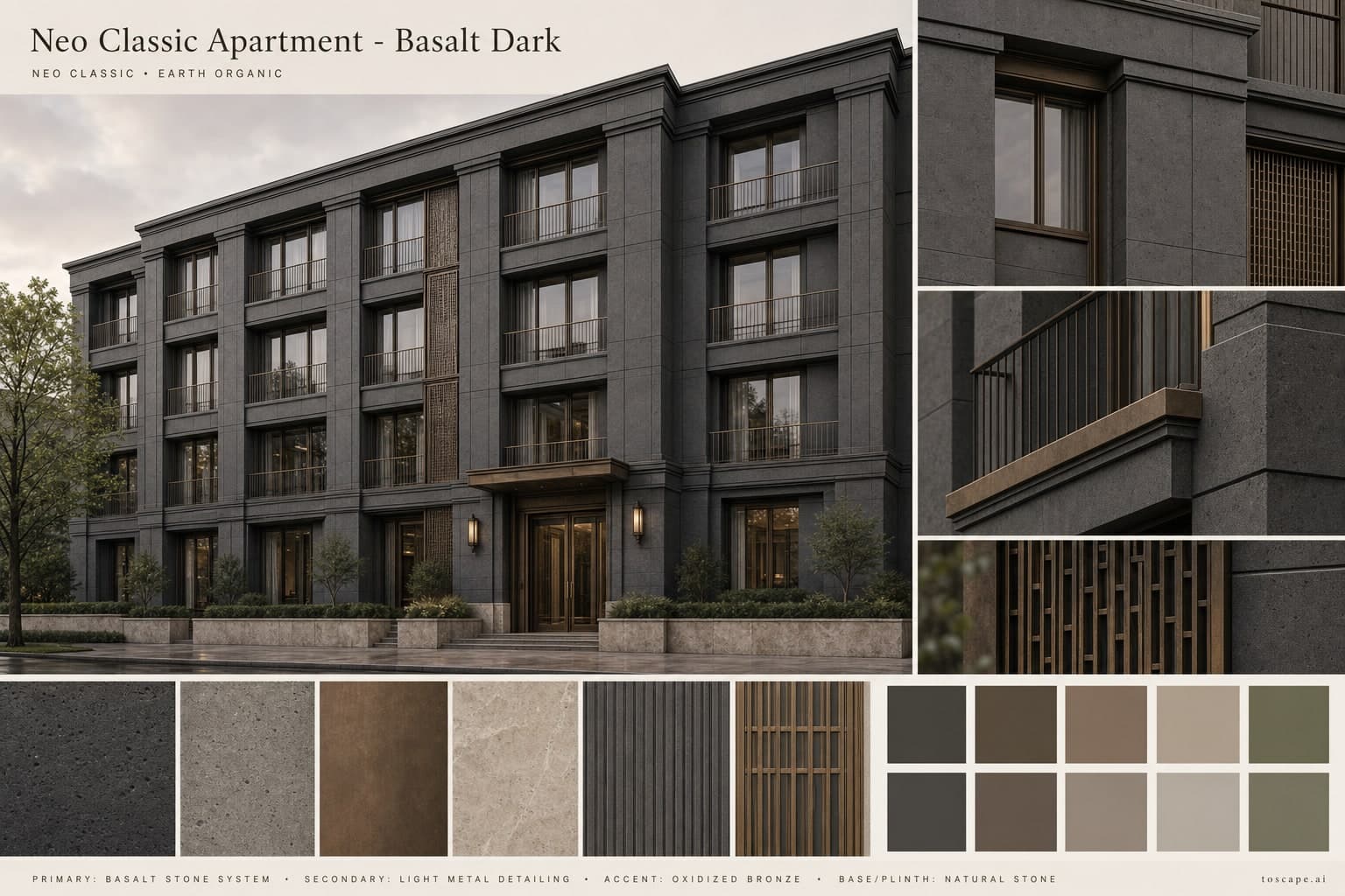 Neo Classic Apartment — Basalt Dark exterior moodboard plate