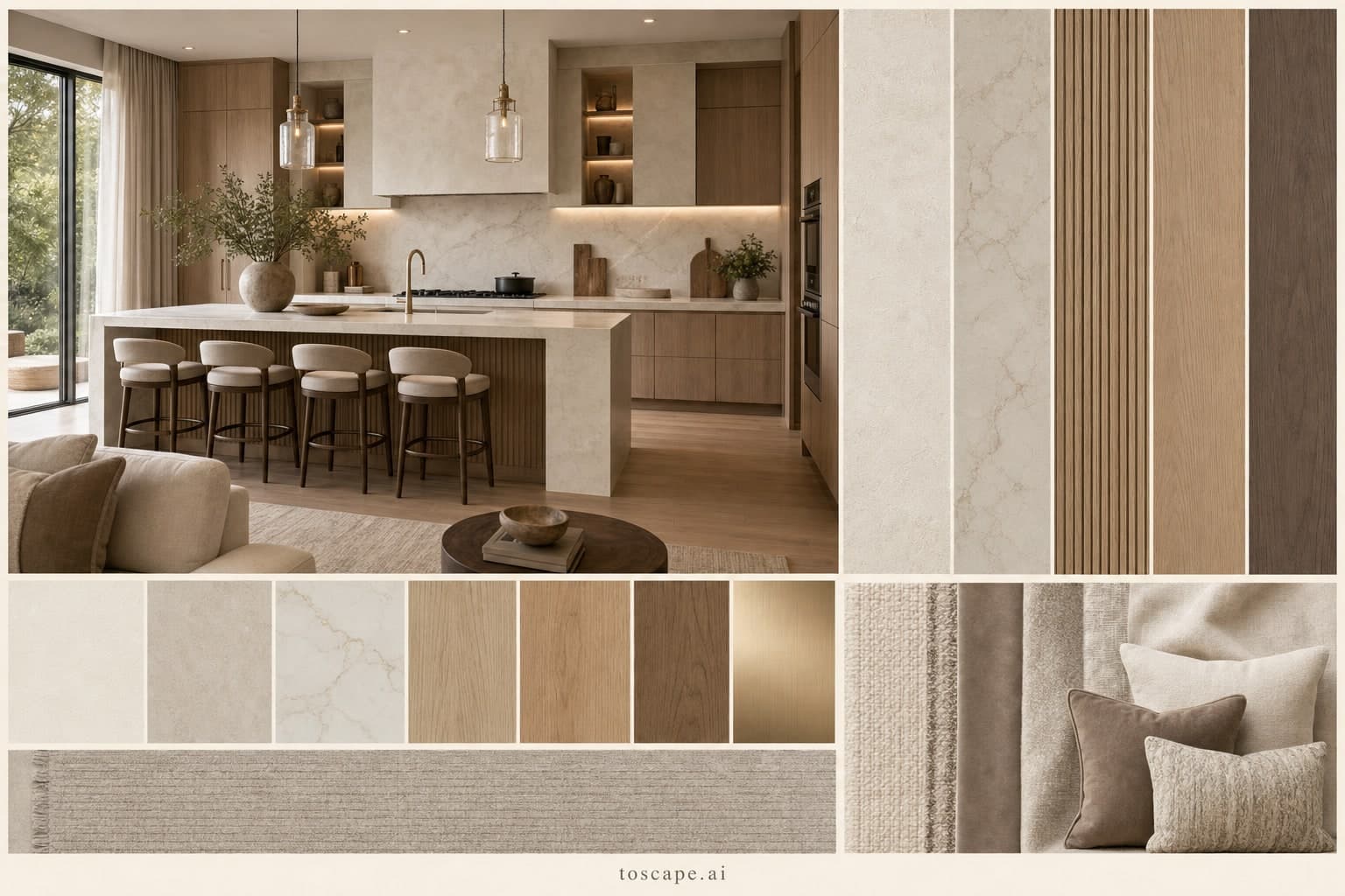 Modern Light Luxury Kitchen — Matte interior moodboard plate