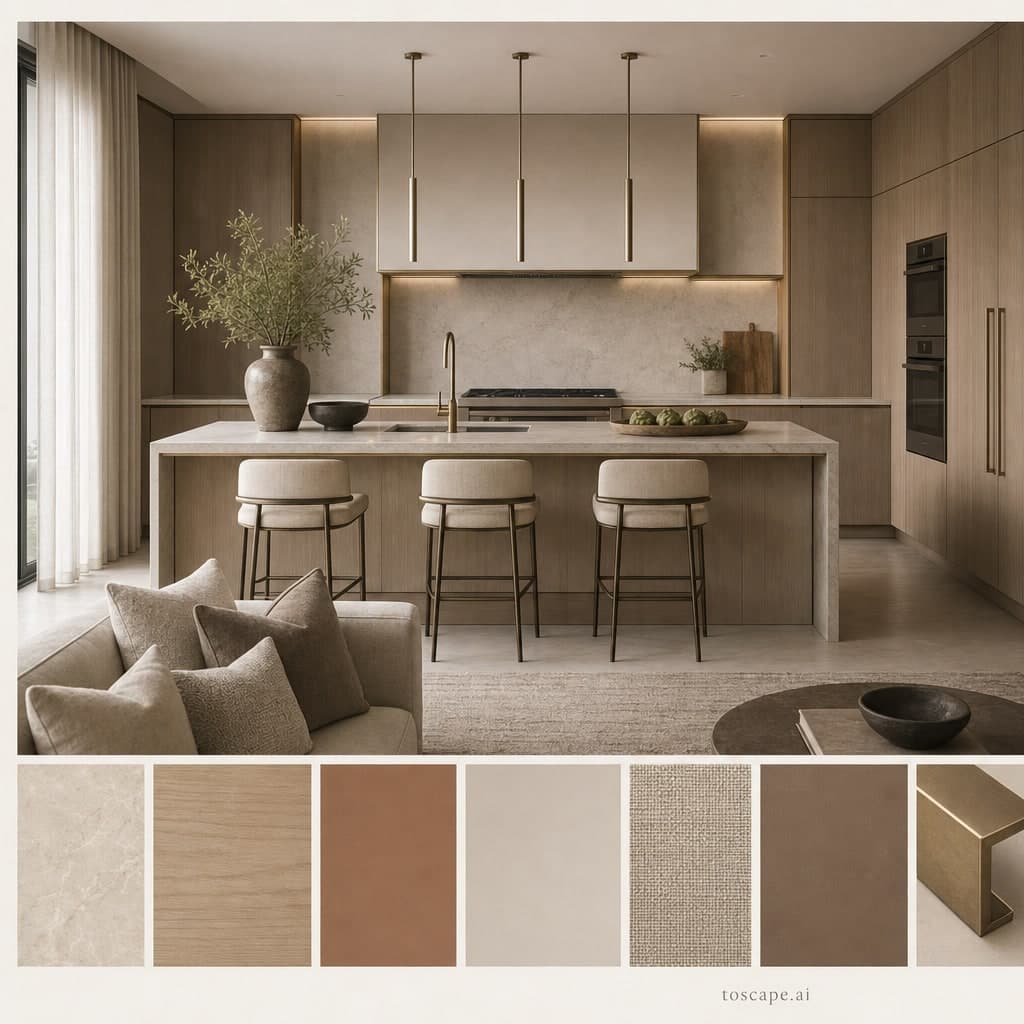 Modern Earth Organic Kitchen — Matte interior moodboard card