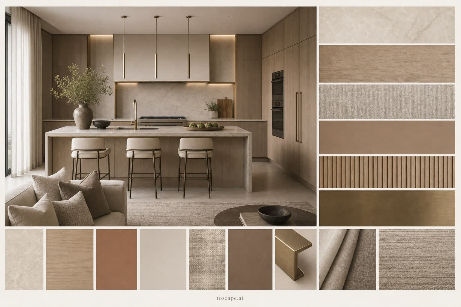 Modern Earth Organic Kitchen — Matte interior moodboard plate