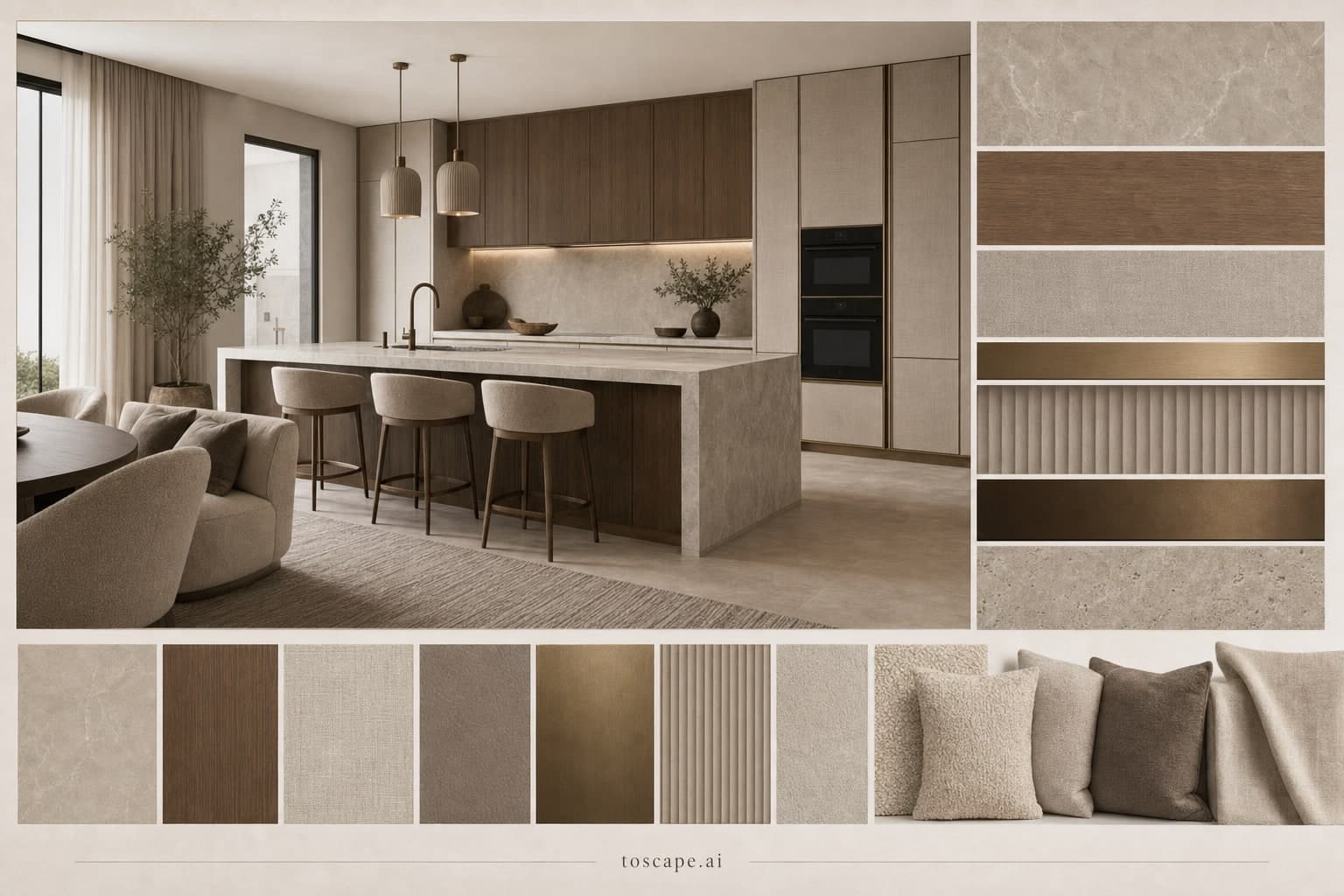 Modern Earth Organic Kitchen — Matte interior moodboard plate