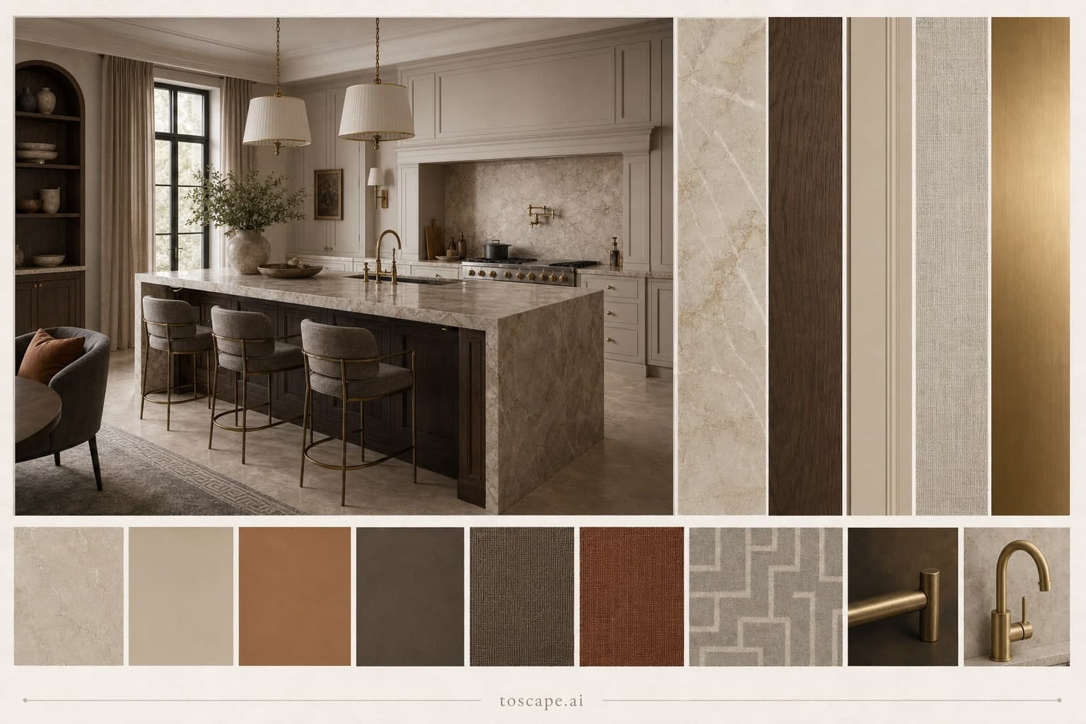 Neoclassic Earth Organic Kitchen — Matte interior moodboard plate