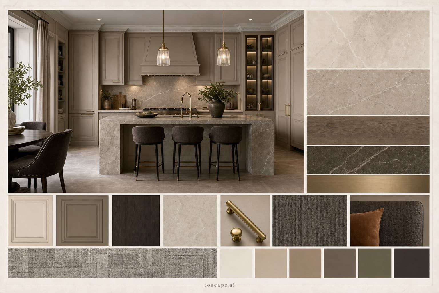 Neoclassic Earth Organic Kitchen — Matte interior moodboard plate