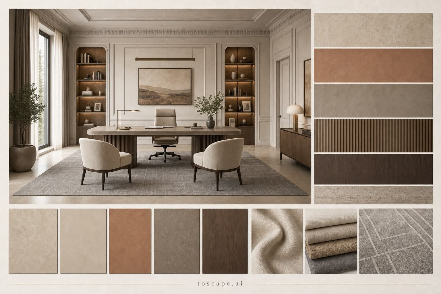 Neoclassic Earth Organic Office — Matte interior moodboard plate