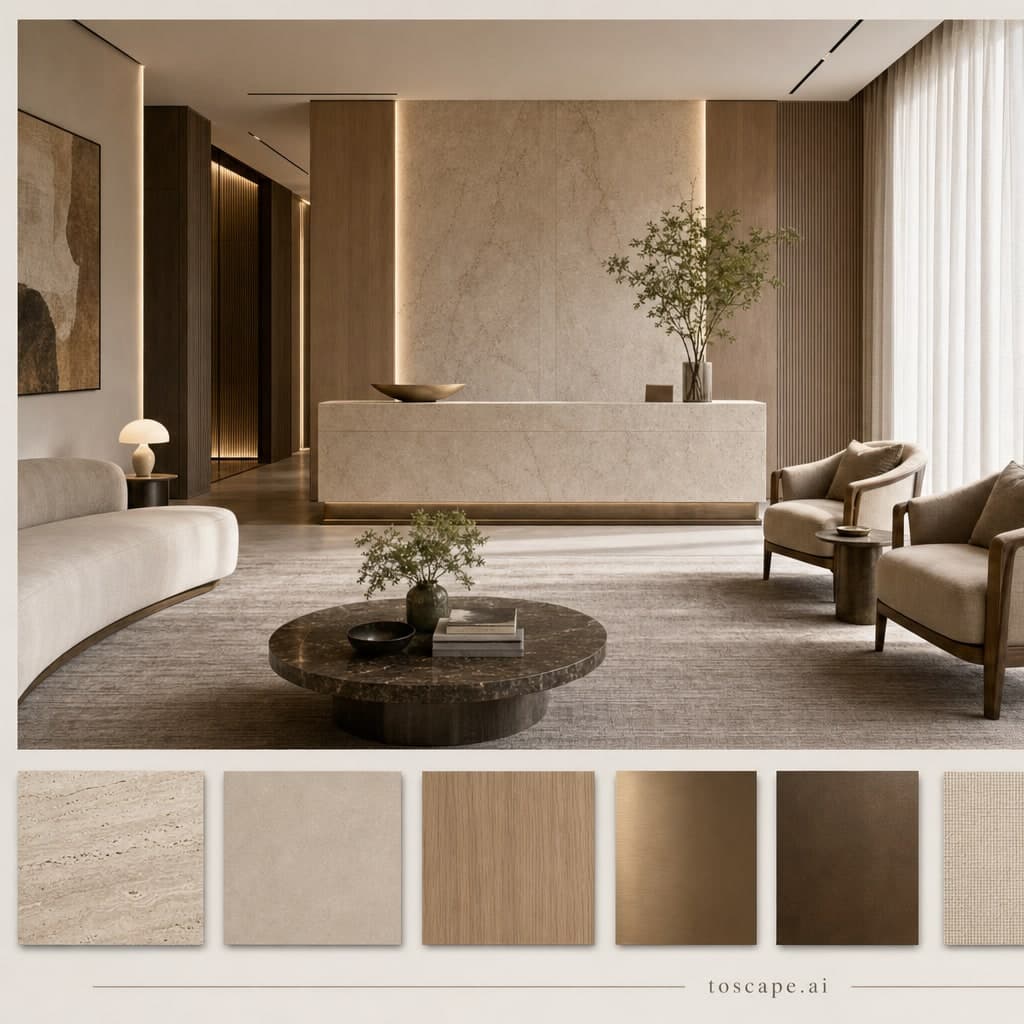 Modern Earth Organic Reception — Matte interior moodboard card