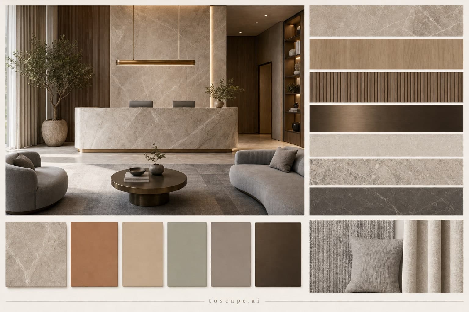 Modern Earth Organic Reception — Satin interior moodboard plate