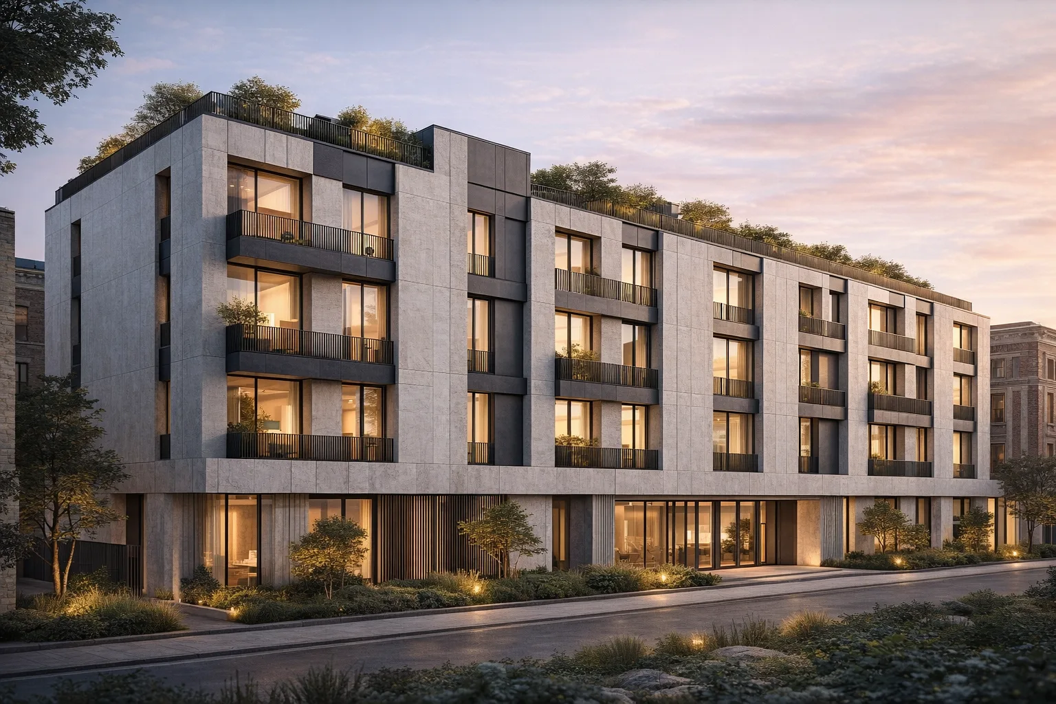 Concept 2026-04-12 07:29 — exterior architectural image showing contemporary fusion, exterior, balanced massing.