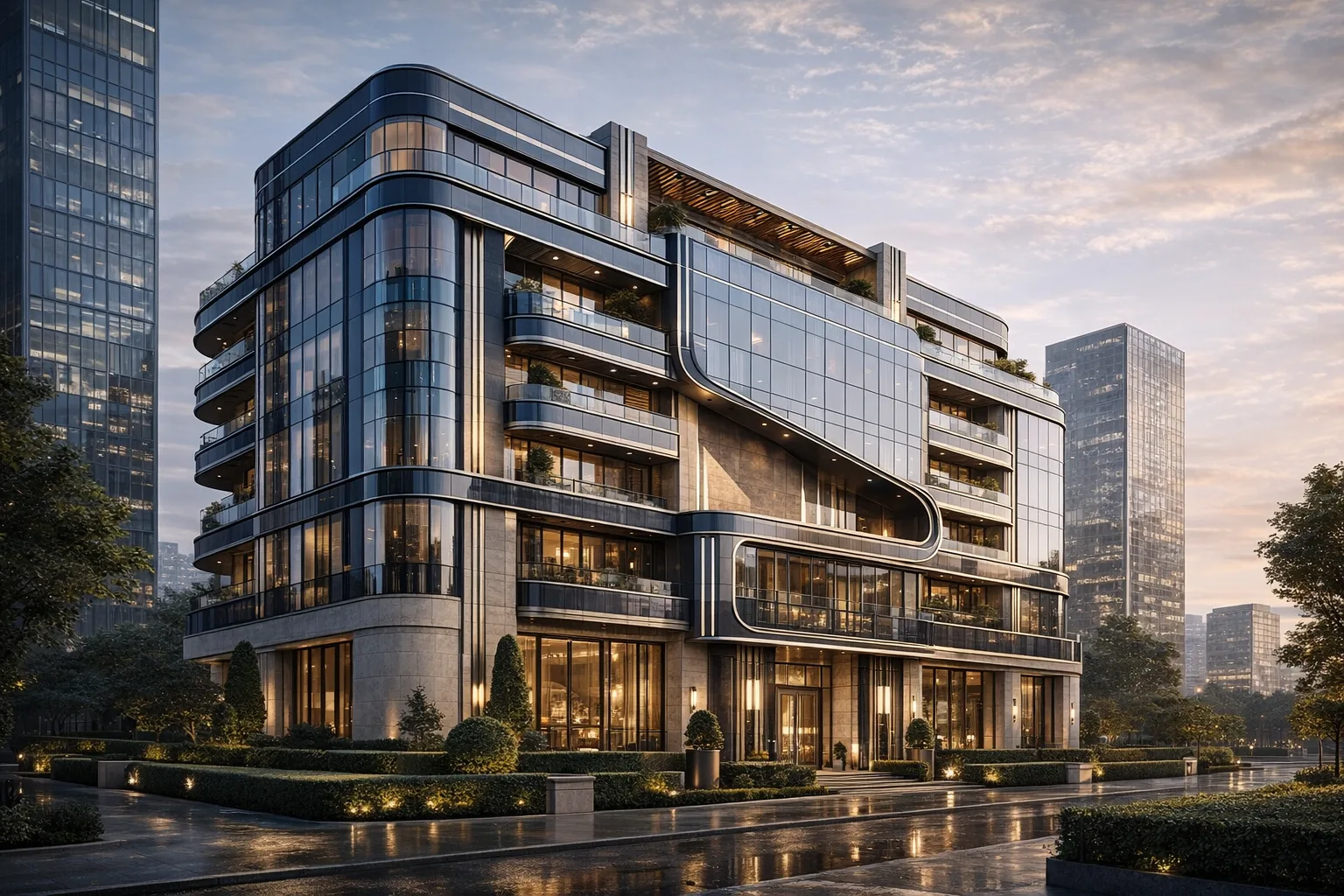 Concept 2026-04-13 18:25 — exterior architectural image showing contemporary fusion, exterior, balanced massing.
